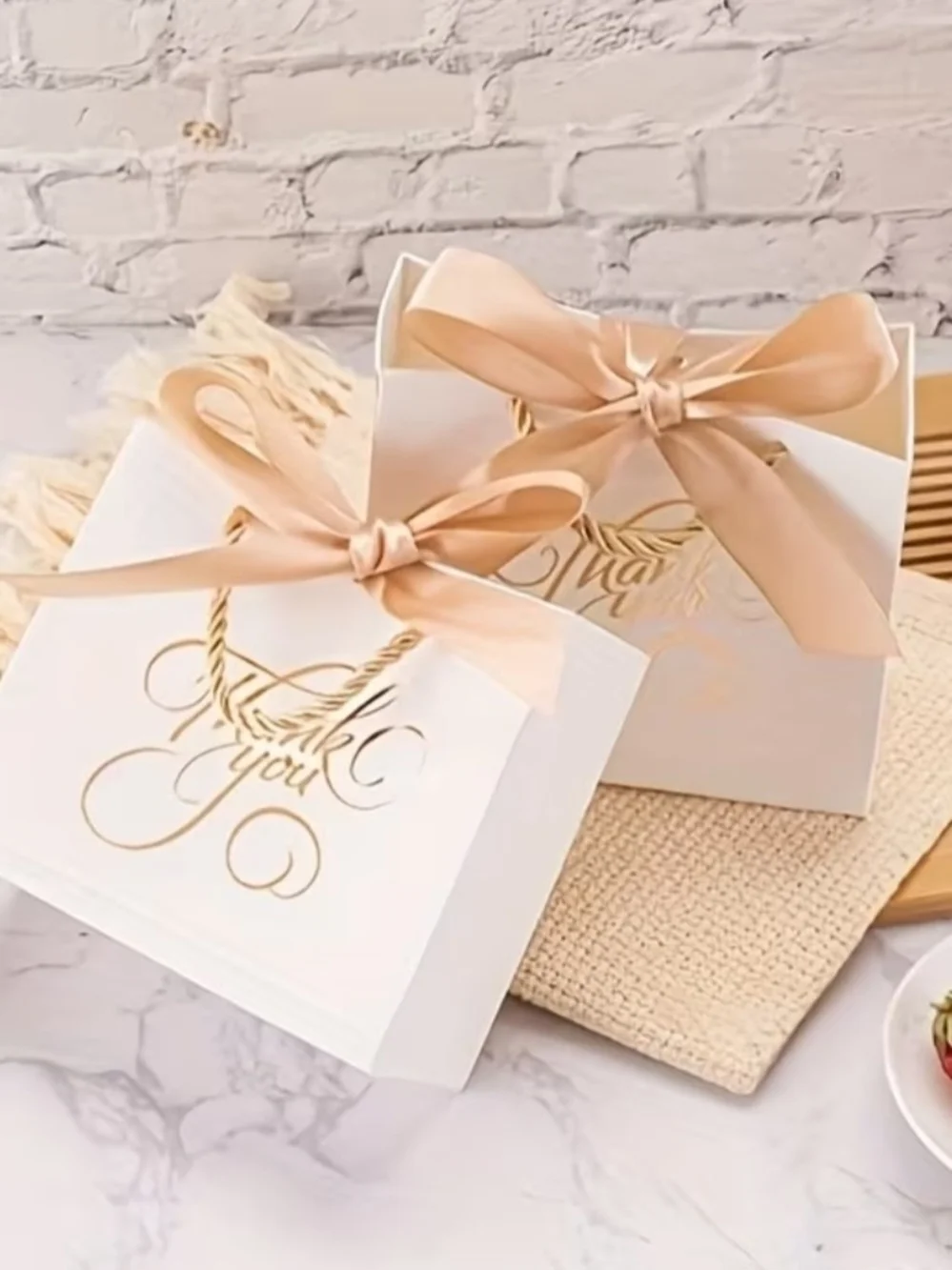 Bulk Set of 50 Small Thank You Bags with Handles, Measuring 5.5 by 2.5 by 4.7 In